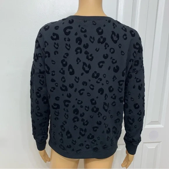 Z Supply Black Flocked Leopard Velvet embossed Top Sweatshirt size XS - Picture 9 of 15